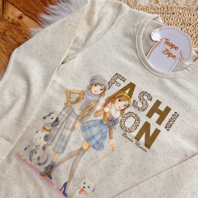 Conj. Blusa Manga Longa de Linho Fashion  e Calça de Moletom - Areia